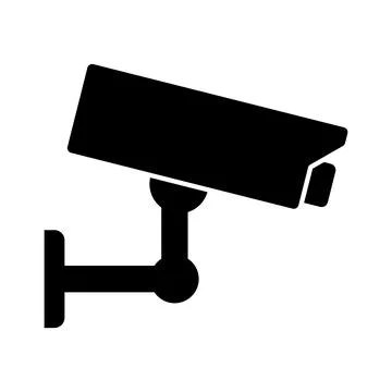 CCTV Black silhouette of security camera on wall for surveillance concept Stock Illustration