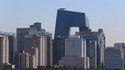 CCTV building in Beijing Stock Footage 203139459