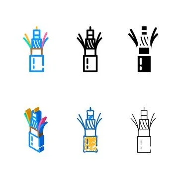 Cctv cable modern wire color icon vector Stock Illustration