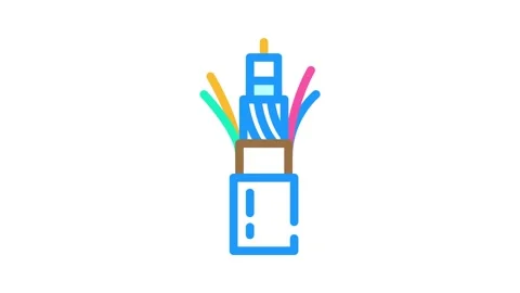 Cctv cable wire color icon animation Stock Footage 327271735