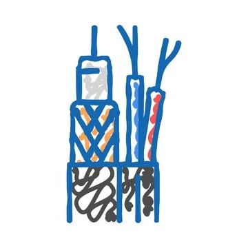 Cctv cable wire icon doodle illustration Stock Illustration