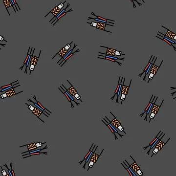 Cctv cable wire vector seamless pattern Stock Illustration