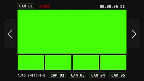 CCTV CAM 1 Interface Dashboard Monitor with Multi Camera Green Screen Display Stock Footage 341960947