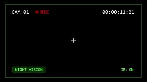 CCTV Cam 1 Night Vision Camera Recording HUD with Infrared Interface Vídeos de archivo 344371097