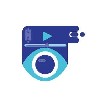 Cctv camera and play icon of security system vector design Stock Illustration