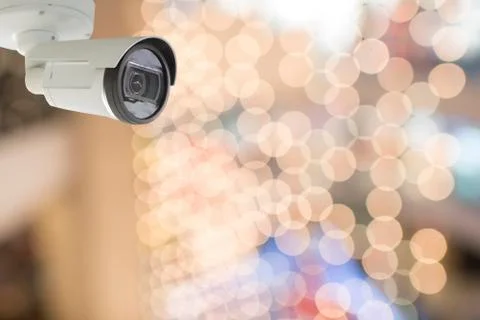 Cctv camera with  blur background Stock Photos