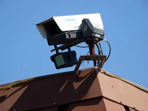 CCTV Camera At Building Corner Stock Photos