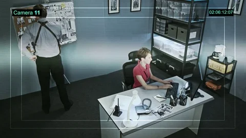 CCTV camera captures the work of the police detective in the online mode 스톡 동영상 71004277