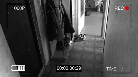 CCTV camera caught thief with a crowbar broke into the apartment Video stock 75313612