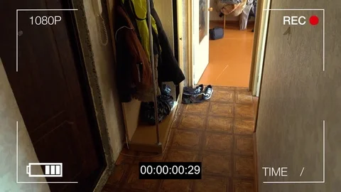 CCTV camera caught thief with a crowbar broke into the apartment Stock Footage 77228689
