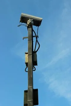 CCTV camera on column Stock Photos