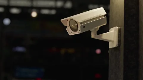 CCTV camera In the dim atmosphere. Scan the area for surveillance purposes. Video stock 302880163