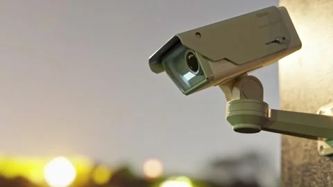 CCTV camera In the dim atmosphere. Selective focal of the lens. Video stock 303139713