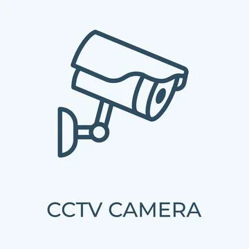 CCTV camera editable stroke thin vector line icon. Stock Illustration