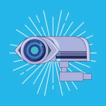 Cctv camera with eye data privacy icon Illustrazione stock