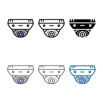Cctv camera with face id color stylized icon vector イラスト素材