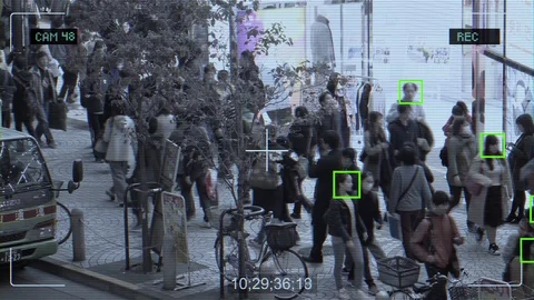 CCTV Camera With Facial Recognition Technology Stock Footage 111521317