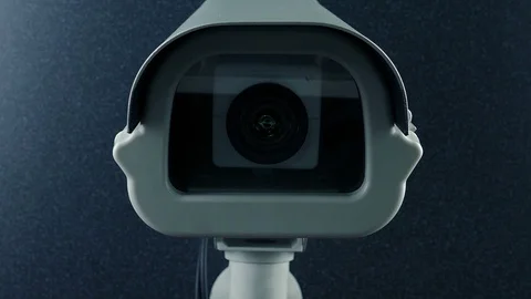CCTV Camera Filming Front View Closeup Loop Stock Footage 127830936