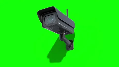 CCTV Camera with Flashing Red LED Isolated on Green Screen Stock Footage 339300640