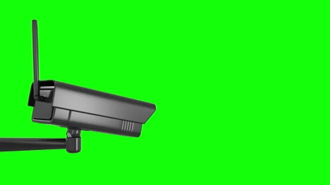 CCTV Camera with Flashing Red LED Isolated on Green Screen Stock Footage 340531340