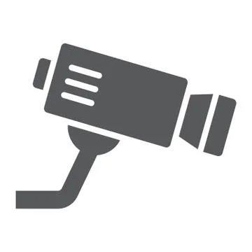 CCTV camera glyph icon, privacy and video, security camera sign, vector graphics Stock Illustration