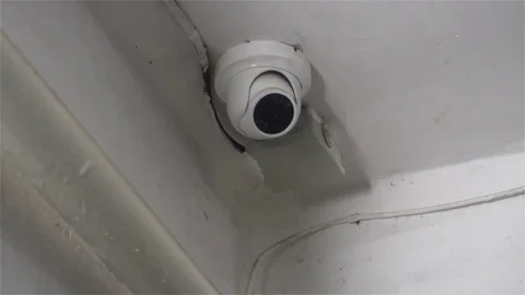 CCTV camera hidden camera mounted near the apartment Stock Footage 82733859