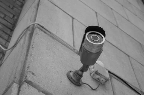 CCTV camera home security system of an apartment building. Street surveillance Stock Photos