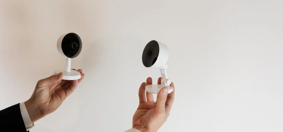 CCTV camera for home security. Videcam, smart home technology Foto stock