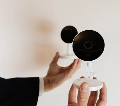 CCTV camera for home security. Videcam, smart home technology Stock Photos