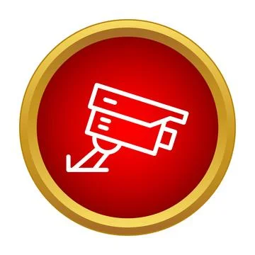 Cctv camera icon on red security button Stock Illustration
