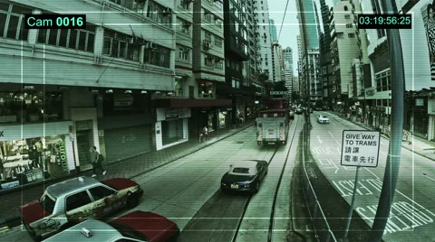 CCTV camera installed in the tram, Hong Kong. Video stock 57206048