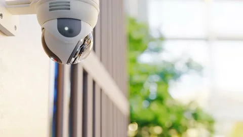 CCTV camera installed on wall of the building.  Stock Footage 227729176