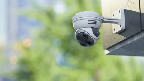 CCTV camera installed on wall of the building.  Video stock 227729184