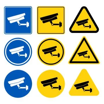 CCTV Camera label.Black Video surveillance sign on white background.vector il Stock Illustration