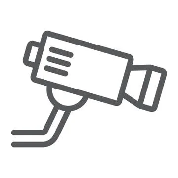 CCTV camera line icon, privacy and video, security camera sign, vector graphics Stock Illustration