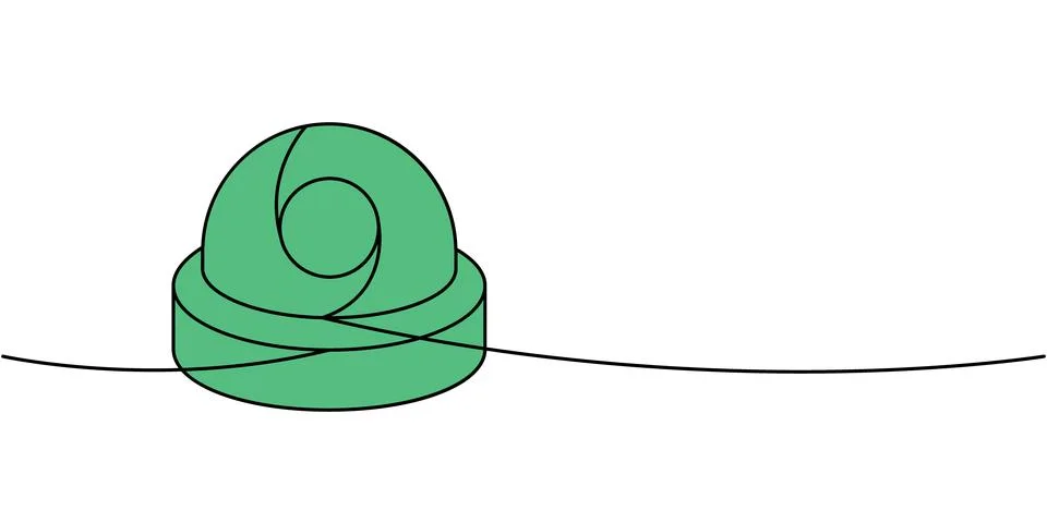 CCTV camera one line colored continuous drawing. Video surveillance. Vector Stock Illustration