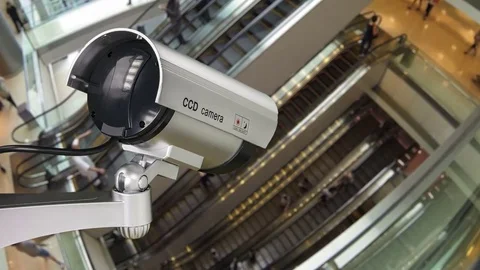 CCTV Camera Operating with escalator and moving people. 스톡 동영상 81572354
