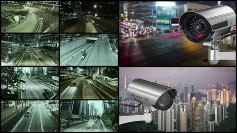 CCTV Camera Operating on road detecting traffic Stock Footage 83148043