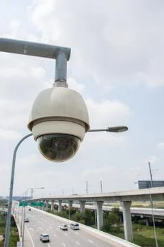 CCTV Camera Operating on road Stock-Fotos