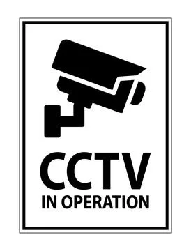 CCTV Camera Operation Warning Sign for Security and Surveillance Use Stock Illustration