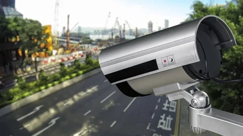 CCTV camera or surveillance operating on traffic road Video stock 82959597