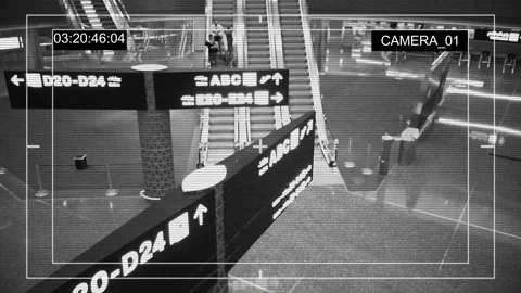 CCTV camera or surveillance operating in airport Vidéo 114303069