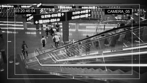 CCTV camera or surveillance operating in air port Vídeo Stock 114303196