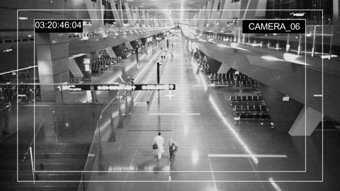 CCTV camera or surveillance operating in airport Vídeo Stock 114303199