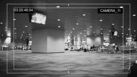 CCTV camera or surveillance system in background of checkpoint zone Vídeo Stock 114303297