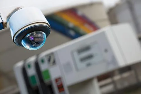 CCTV camera or surveillance system for sensitive industrial site protection Stock Photos
