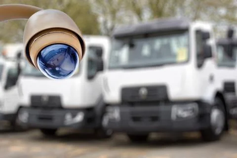 CCTV camera or surveillance system for truck dealer monitoring Stock Photos