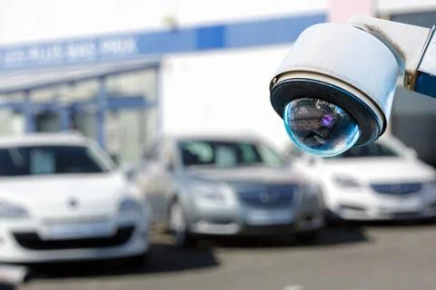 CCTV camera or surveillance system for car dealer monitoring Stock Photos