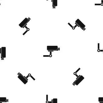 CCTV camera pattern seamless black Stock Illustration