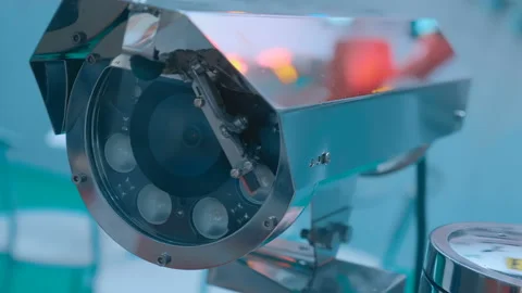 CCTV camera perform security functions on the territory of the protected object Video stock 187893983